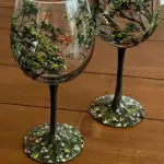 Four Seasons Tree Wine Glasses Hand Painted Art tag1