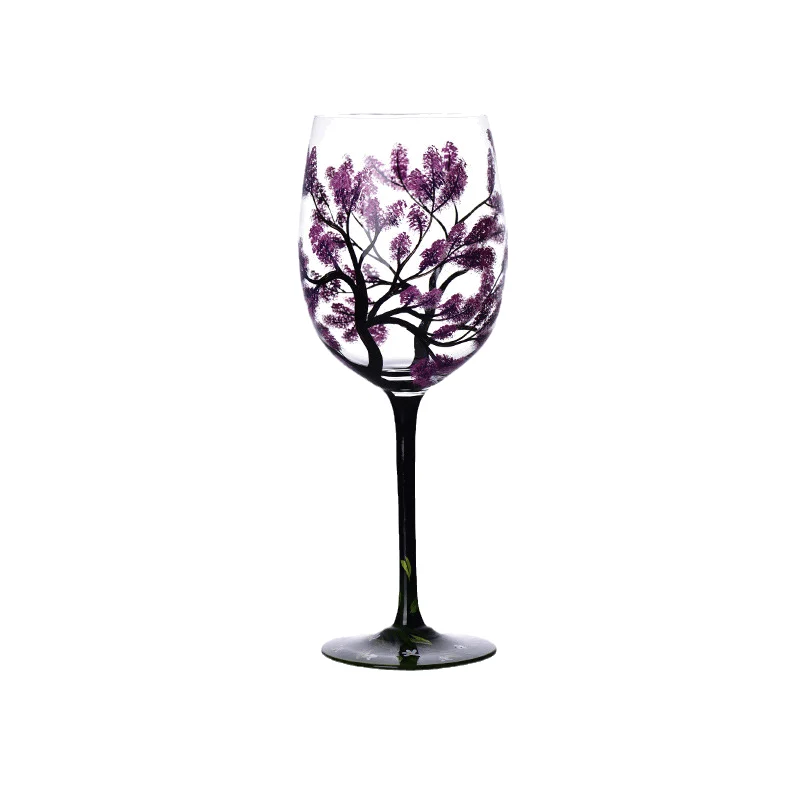 Four Seasons Tree Wine Glasses - Hand Painted Art -  - #tag1#