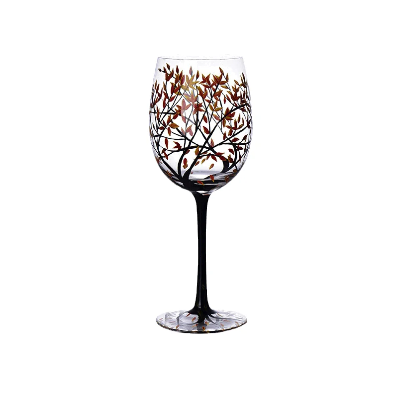 Four Seasons Tree Wine Glasses - Hand Painted Art -  - #tag1#