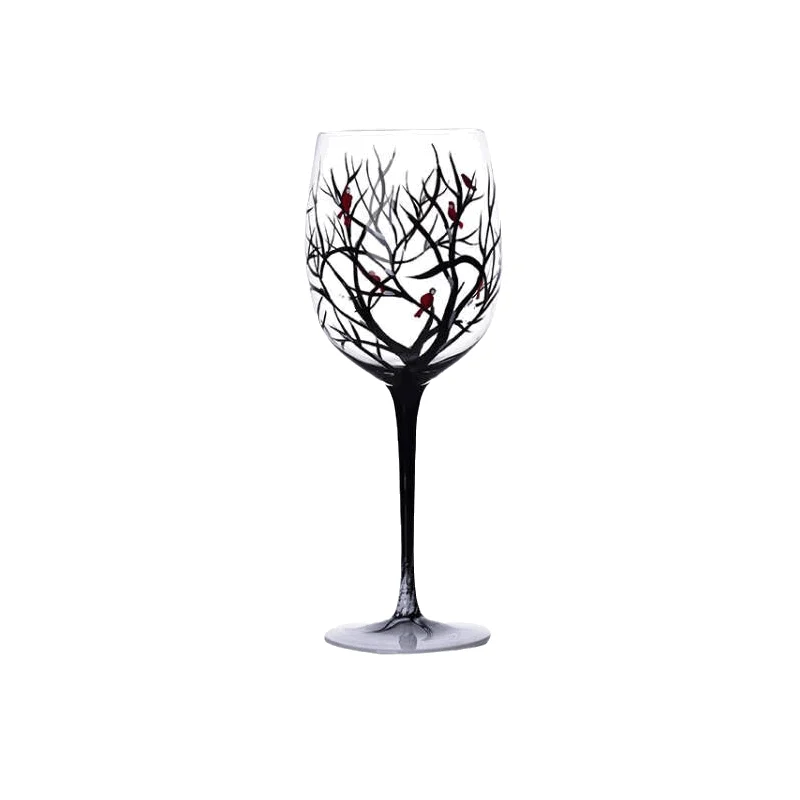 Four Seasons Tree Wine Glasses - Hand Painted Art -  - #tag1#