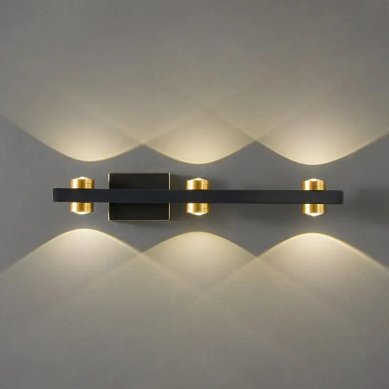 Freja Modern LED Wall Lamp Black Gold Bathroom Metal tag1