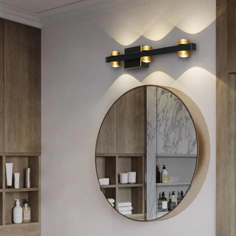 Freja Modern LED Wall Lamp Black Gold Bathroom Metal tag1