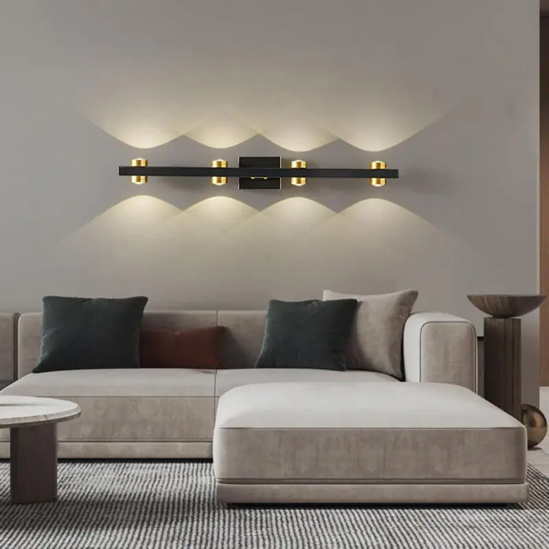 Freja Modern LED Wall Lamp Black Gold Bathroom Metal tag1