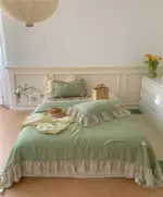 French Aesthetic Silky Satin Ruffle Bedding Set tag1
