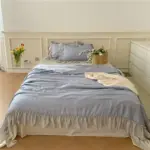 French Aesthetic Silky Satin Ruffle Bedding Set tag1