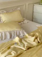 French Aesthetic Silky Satin Ruffle Bedding Set tag1