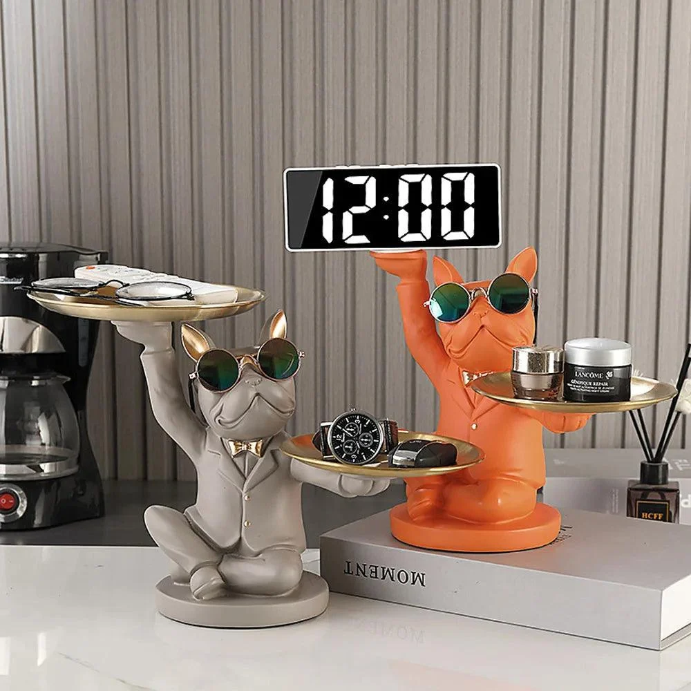 French Bulldog Home Décor: Stylish Figurine and Storage -