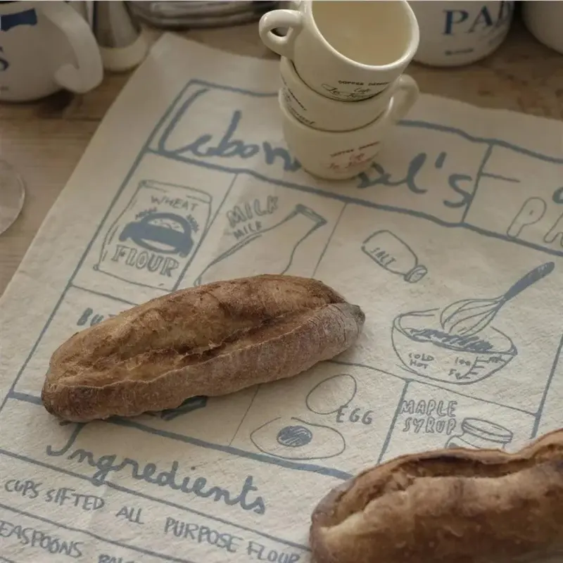 French Printed Recipe Tea Towel tag1