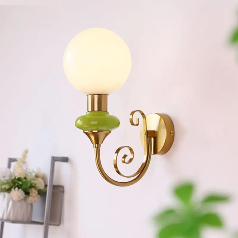 French Retro Glass 1 Light Wall Lamp tag1