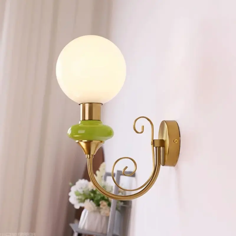 French Retro Glass 1 Light Wall Lamp tag1