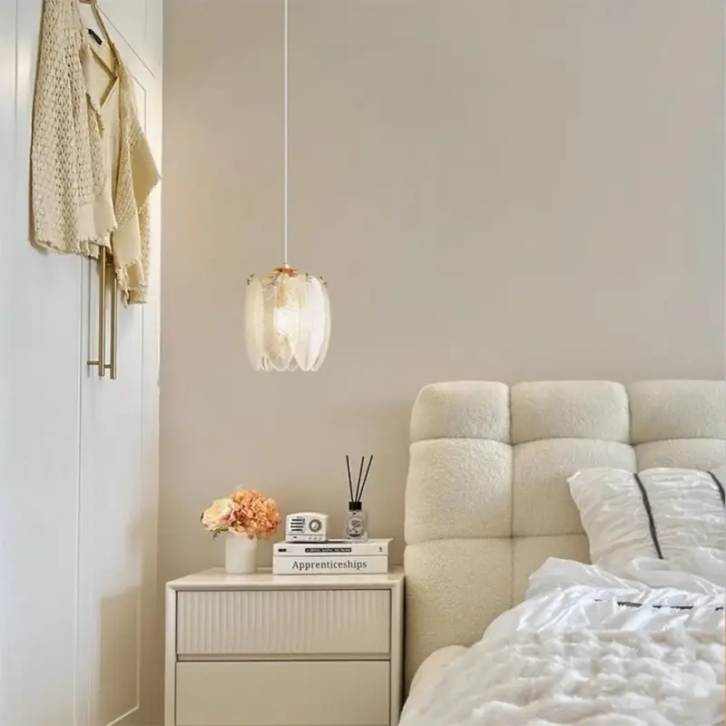 French Style Feather Glass Pendant Lamp tag1