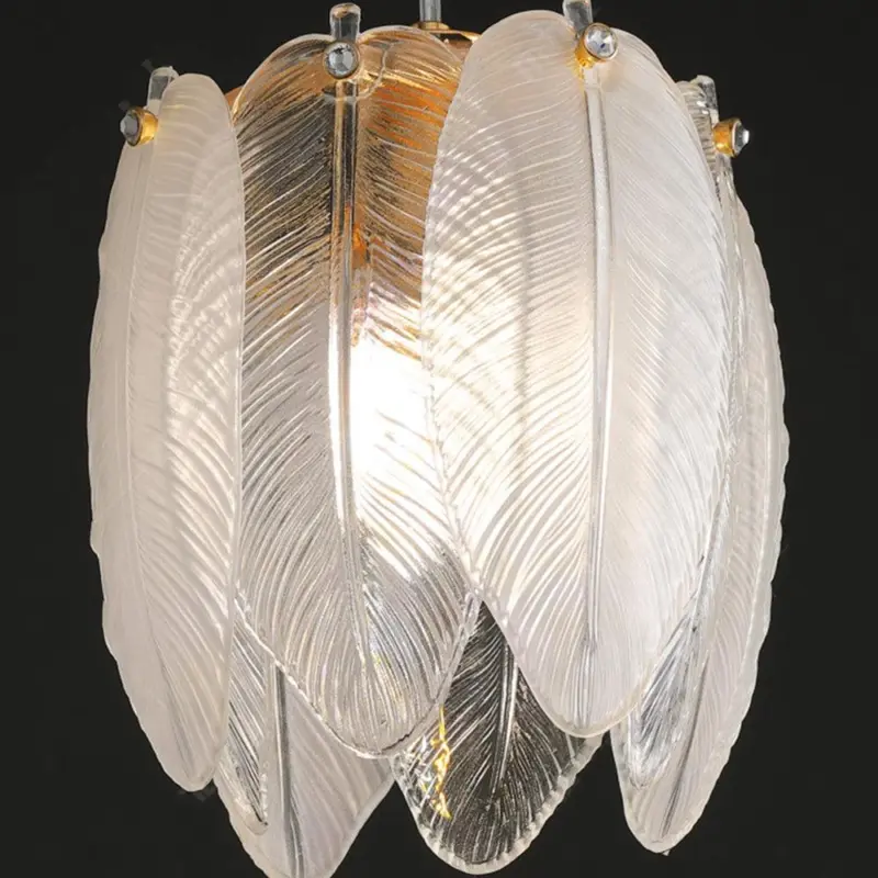 French Style Feather Glass Pendant Lamp tag1