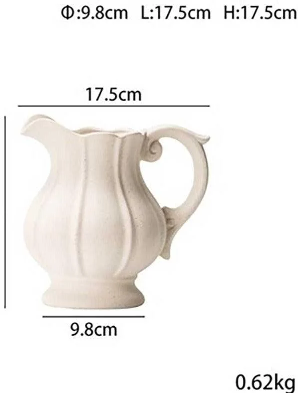 French Style White Ceramic Farmhouse Vase -