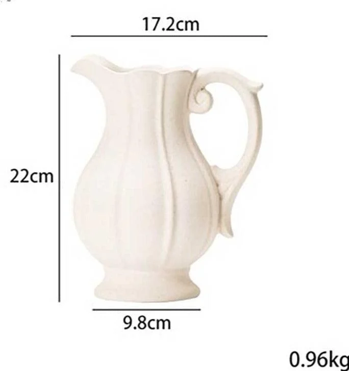 French Style White Ceramic Farmhouse Vase -