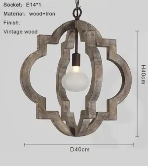 French Vintage Wooden Chandelier Lighting for Living room Bedroom Decor