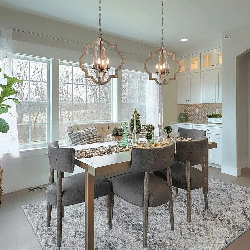 French Vintage Wooden Chandelier Lighting for Living room Bedroom Decor -