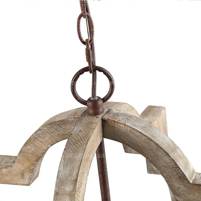 French Vintage Wooden Chandelier Lighting for Living room Bedroom Decor -