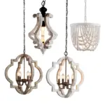 French Vintage Wooden Chandelier Lighting for Living room Bedroom Decor
