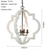 French Vintage Wooden Chandelier Lighting for Living room Bedroom Decor