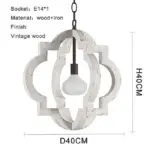 French Vintage Wooden Chandelier Lighting for Living room Bedroom Decor