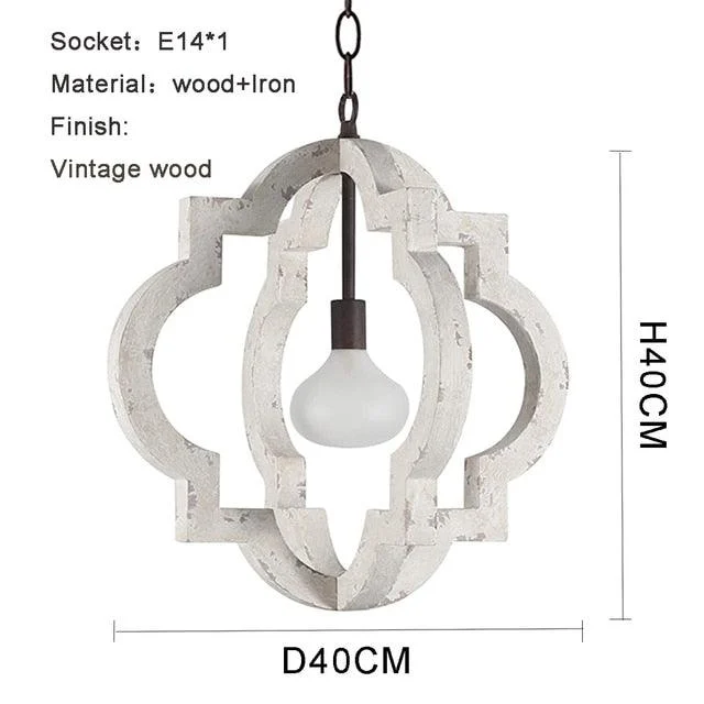 French Vintage Wooden Chandelier Lighting for Living room Bedroom Decor -