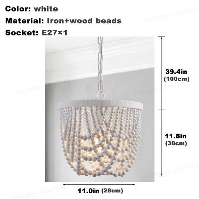 French Vintage Wooden Chandelier Lighting for Living room Bedroom Decor -