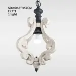 French Vintage Wooden Chandelier Lighting for Living room Bedroom Decor