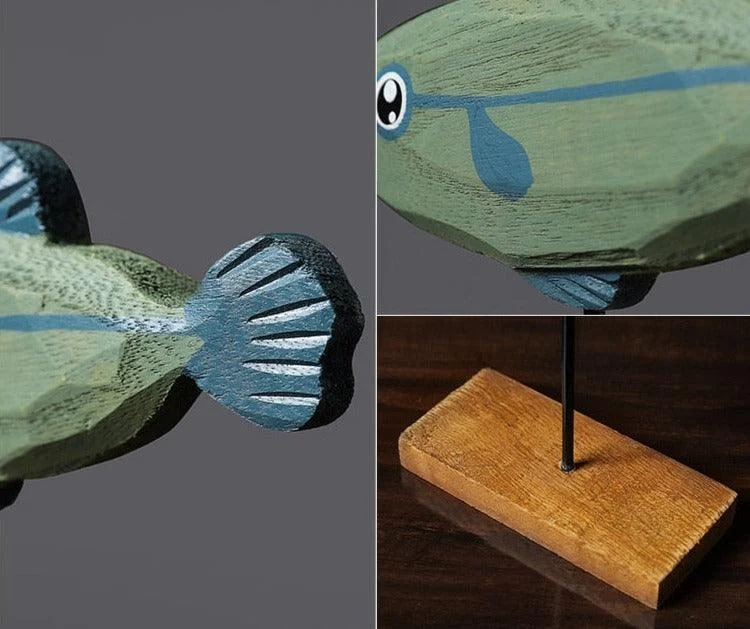 Freshwater Fish Hand-Crafted Wooden Sculpture -