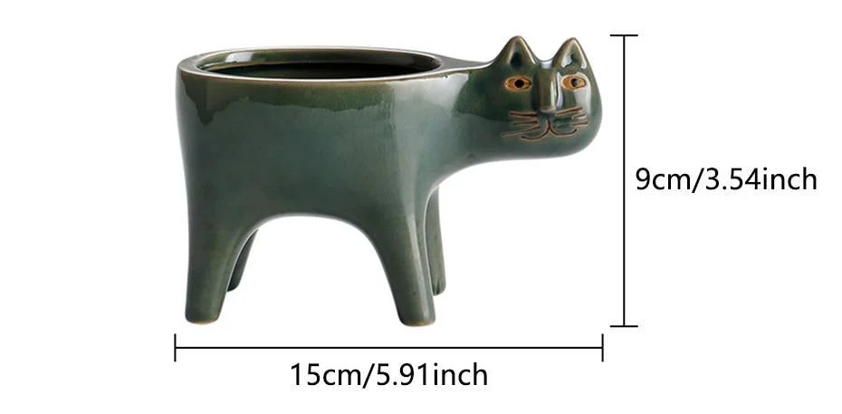 Frisky Kitty Ceramic Pot -