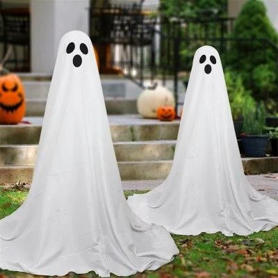 Front Porch Ghost Halloween Decoration Standing With Lighting Chain Battery Powered -  - #tag1#