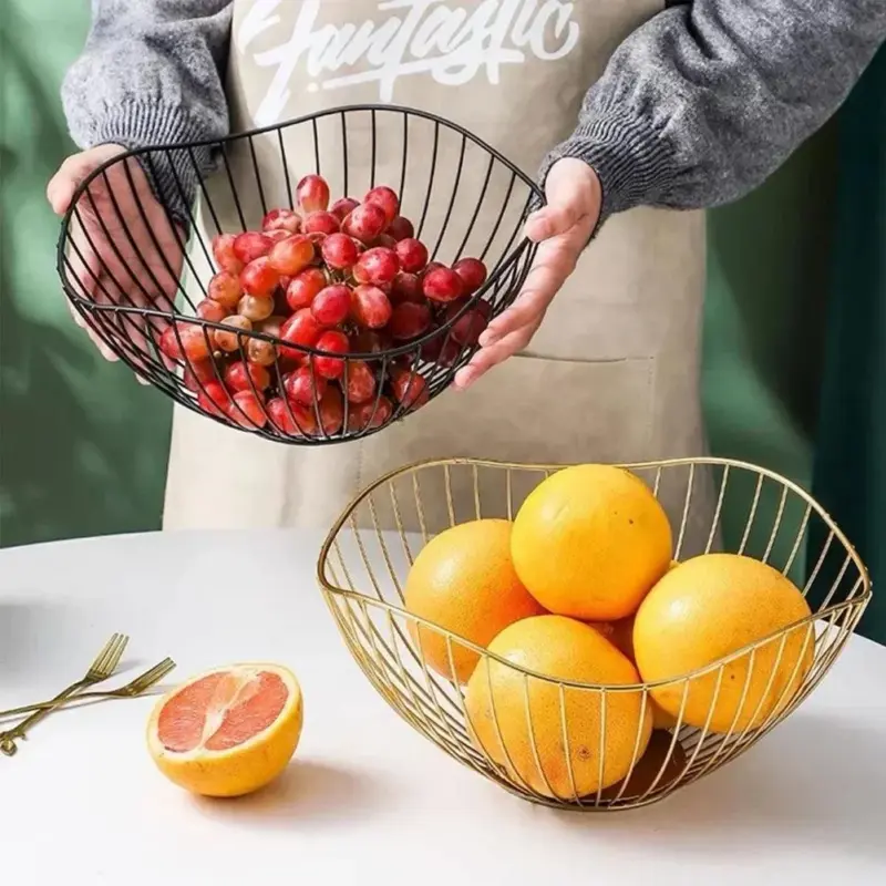 Fruit Basket Iron Hollow Drain Basket Living Room Decor tag1