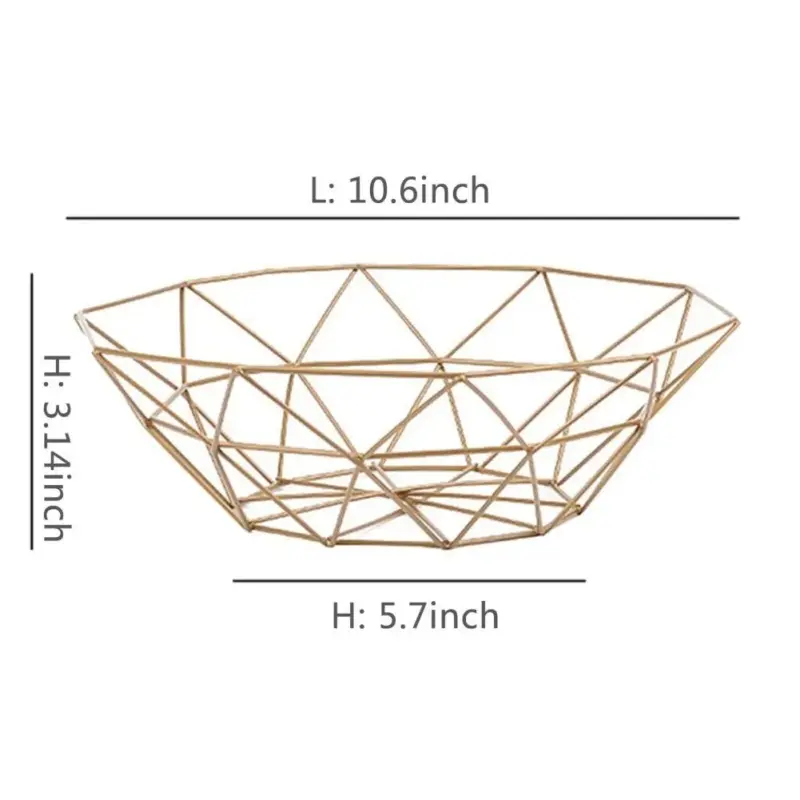 Fruit Basket Iron Hollow Drain Basket Living Room Decor tag1