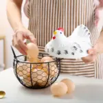 Funny Ceramic Hen Egg Storage Basket