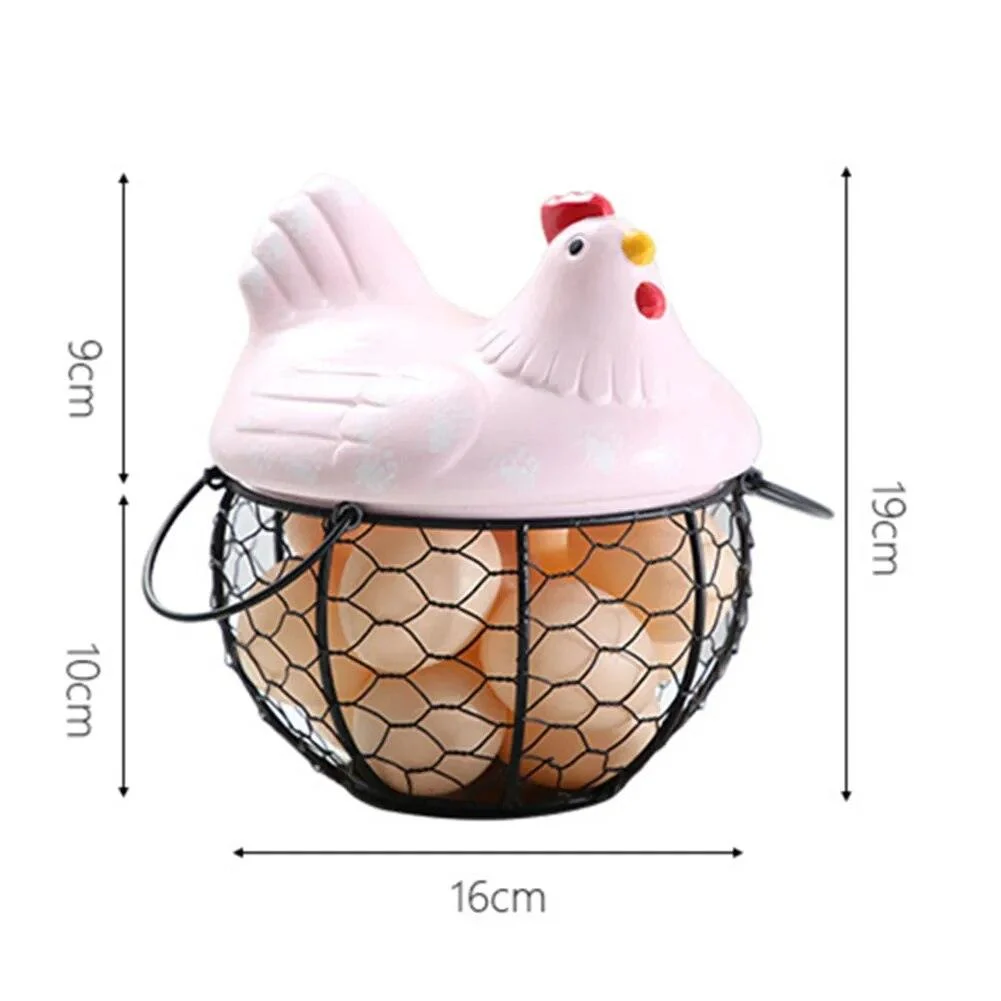Funny Ceramic Hen Egg Storage Basket -
