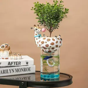 Funny Giraffe Zebra Vase Fish Tank - 