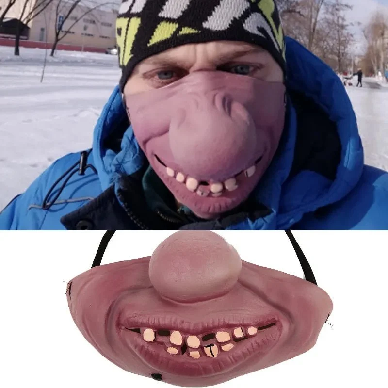 Funny Half Face Horrible Masks - Scary Cosplay Mask Costume for Halloween Party -  - #tag1#