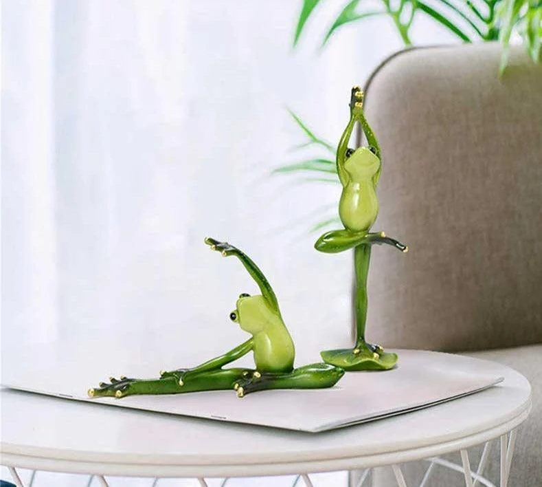 Funny Meditating Yoga Frog Statue -