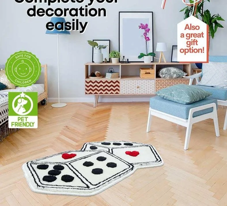 Funny Playroom Tufted Dice Rug -