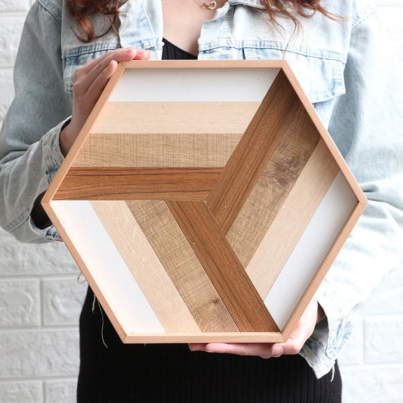 GEOMETRY SPLICE WOODEN SERVING TRAY -  - #tag1#