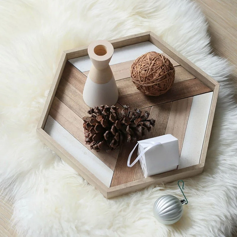 GEOMETRY SPLICE WOODEN SERVING TRAY -  - #tag1#