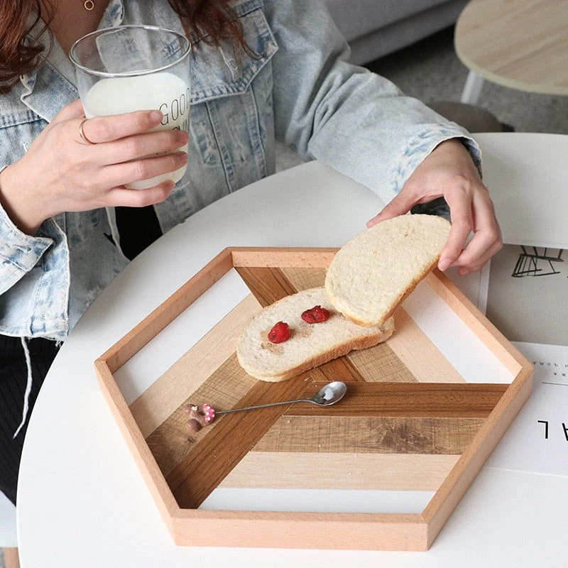 GEOMETRY SPLICE WOODEN SERVING TRAY -  - #tag1#