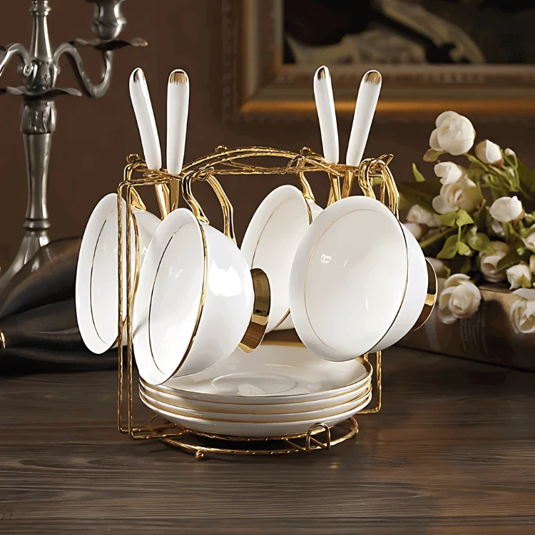 GOLDEN RIM TEACUP COLLECTION SET -  - #tag1#