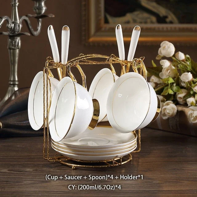 GOLDEN RIM TEACUP COLLECTION SET -  - #tag1#