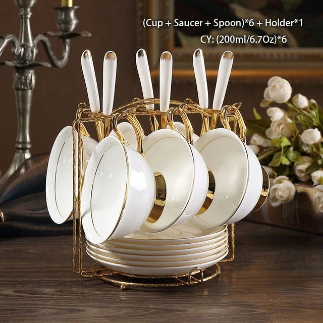 GOLDEN RIM TEACUP COLLECTION SET -  - #tag1#