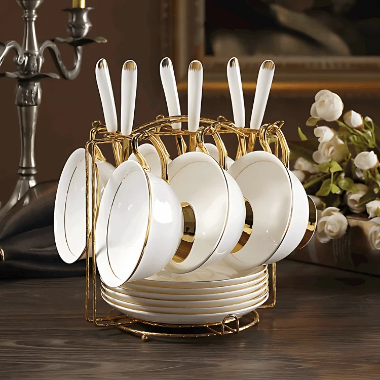 GOLDEN RIM TEACUP COLLECTION SET -  - #tag1#