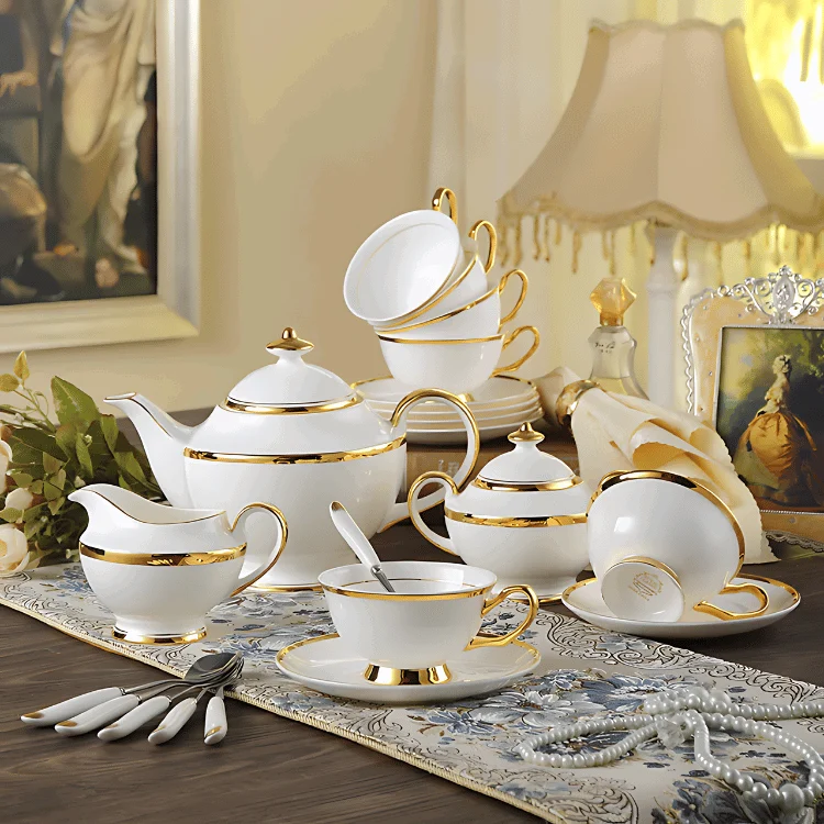 GOLDEN RIM TEACUP COLLECTION SET -  - #tag1#
