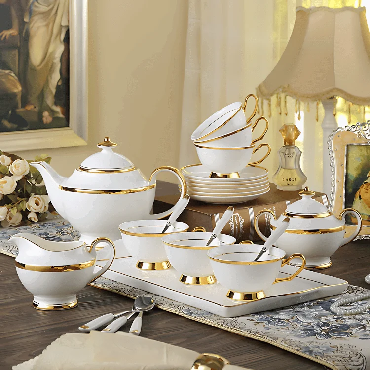 GOLDEN RIM TEACUP COLLECTION SET -  - #tag1#