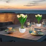 GUpXLED Tulip Night Light Simulation Flowers Table Lamp Romantic Atmosphere Desk Lamp Portable Reading Light For