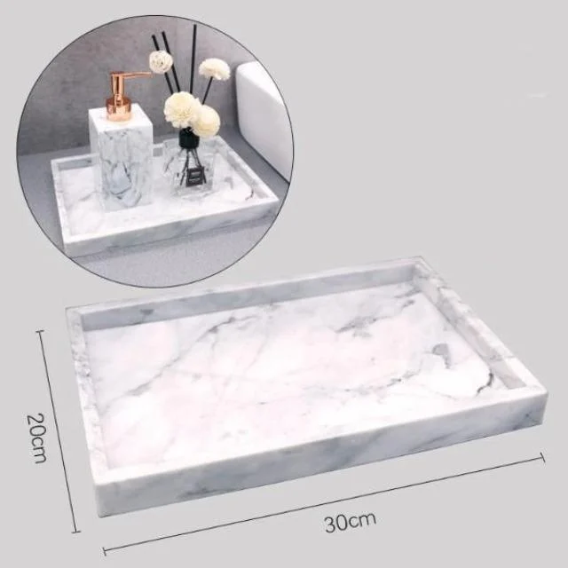 Gamela - Marble Texture Bathroom Storage Tray - Homeko