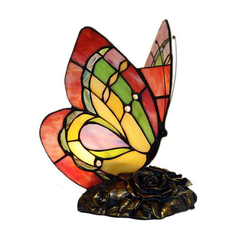 GardenGlow - Victorian Flower Resin Table Lamp with Butterfly -  - #tag1#